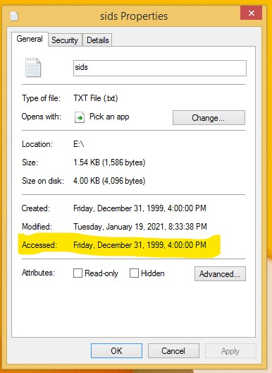 Changed last accessed timestamp